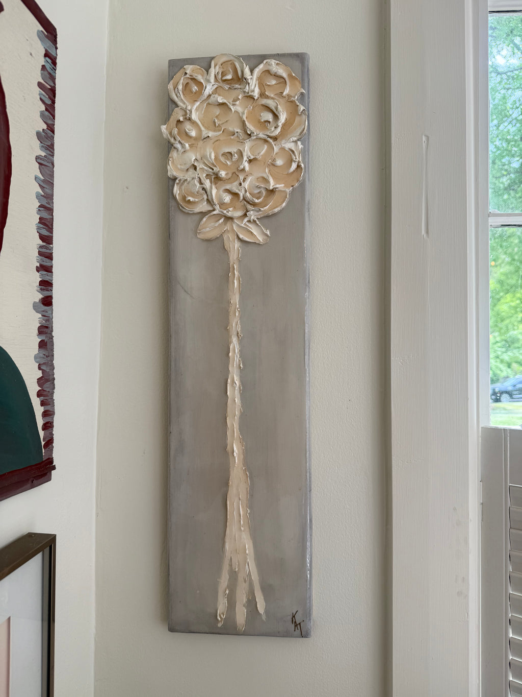 Textured Art on Wooden Board