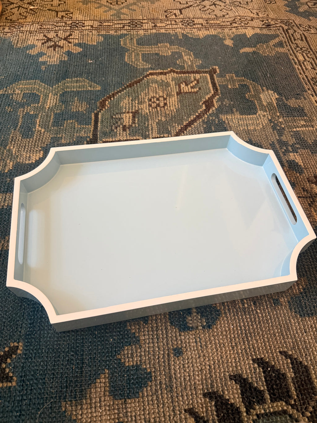 Blue and white coffee table tray