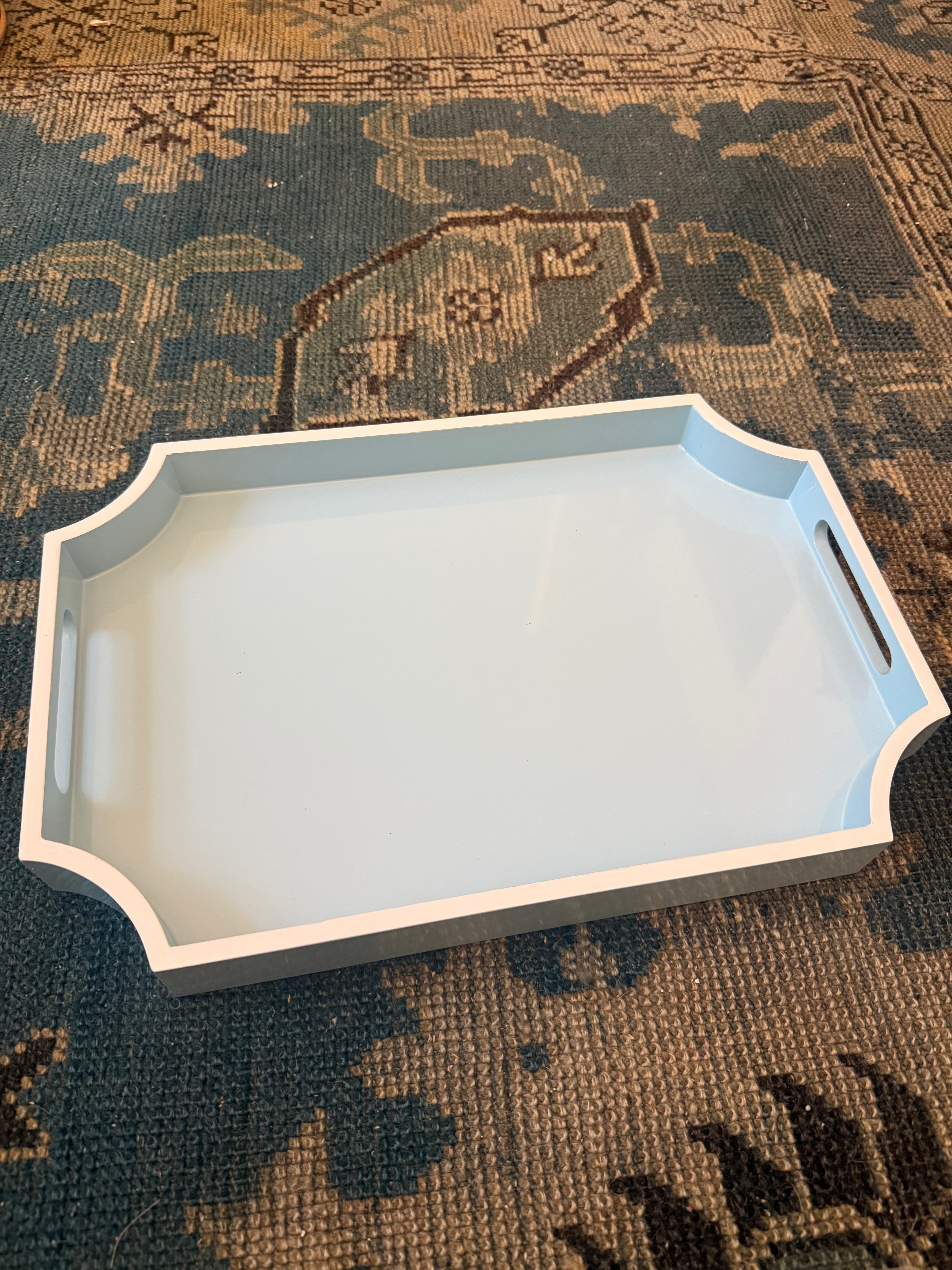 Blue and white coffee table tray