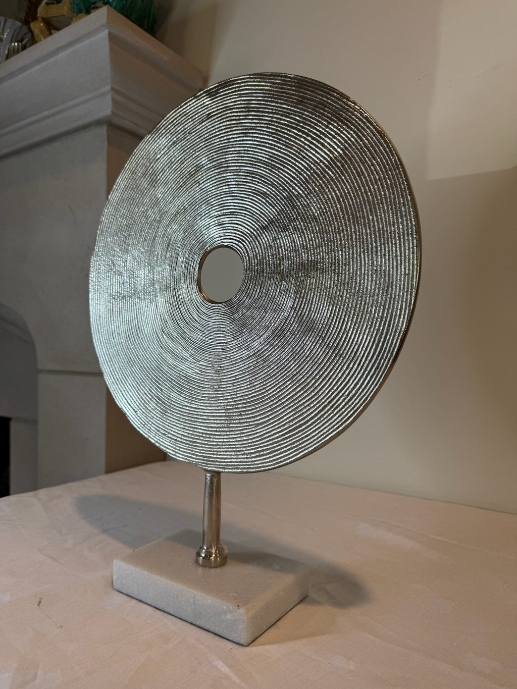 Large Silver Disk Sculpture
